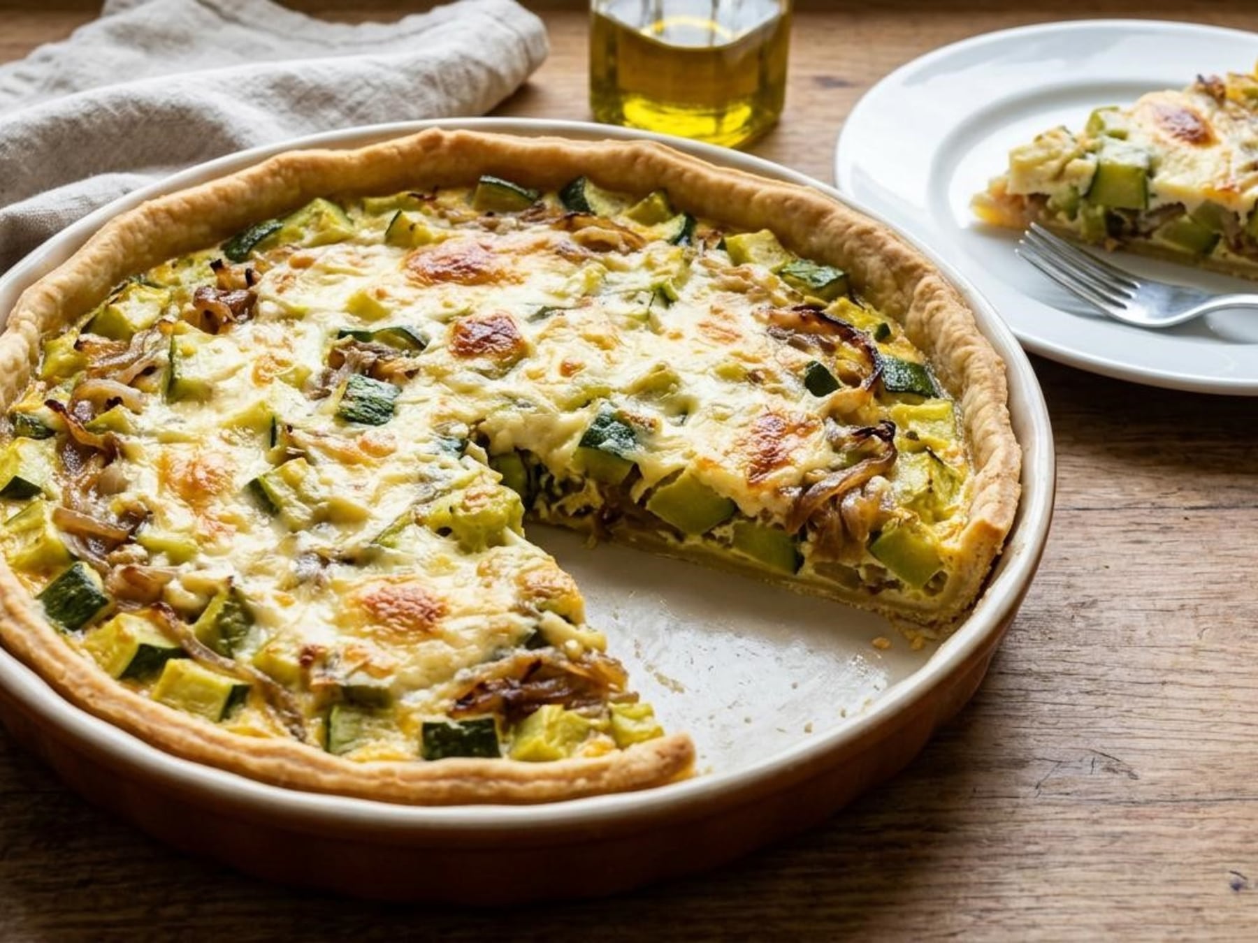 Tarta de zapallitos sin base húmeda: la clave está en secar el relleno antes de sumar los huevos