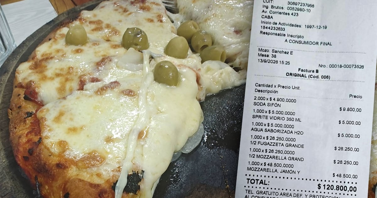 Una pizza por mitades, dos sifones y una sorpresa: la cuenta de $120.800 en una pizzería emblemática de Buenos Aires